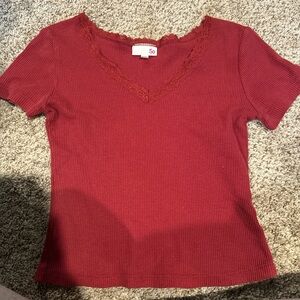 Red “So” Shirt-Crop Top
